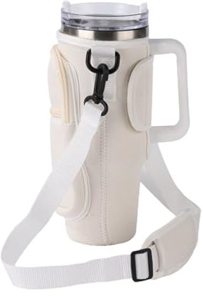 Wasserflaschenhüllen, Wasserflaschentasche,Doppelschichten Wasserflaschenhalter mit Griff, Rutschfester Tragbarer Flaschenhalter Tasche mit Verstellbar Schultergurt für 40 Oz Isolierte Becher