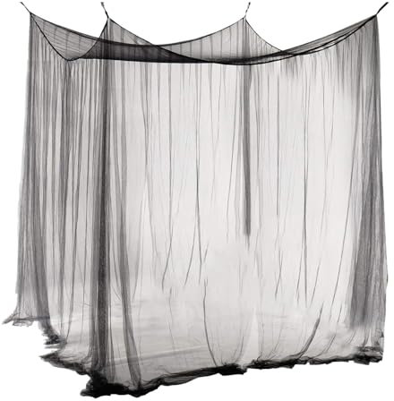 Aoreun Moustiquaire de Lit, Ciel de lit Moustiquaire Baldaquin à Quatre Portes, Polyester Grande Moustiquaire Intérieur et Extérieur pour Lits Simples et Doubles - 210x240x190cm
