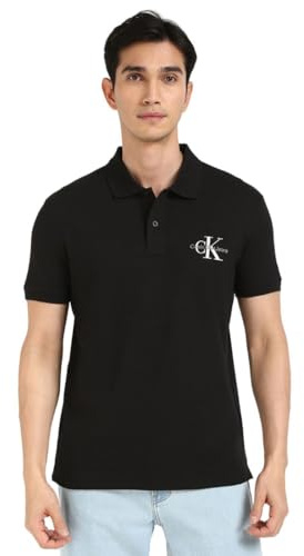 Calvin Klein Herren Poloshirt Kurzarm Monologo Regular Fit, Schwarz (Ck Black), S