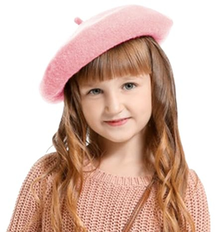 Winmany Cappello a Berretto per Bambine Cappello da Artista in Lana Autunno-Inverno per Bambini Berretto Francese in Tinta Unita
