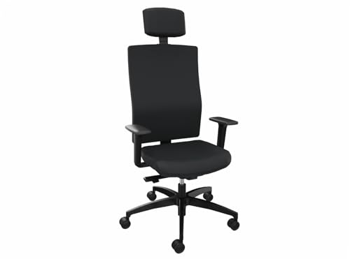 Dauphin SIM-O Bürostuhl mit Nackenstütze, voll gepolsterter Sitz- und Rückenlehne, Verstellbarer Sitzhöhe und Federkraft, Syncro-Quickshift-Mechanik, adaptiver Schiebesitz (Schwarz (077.033)