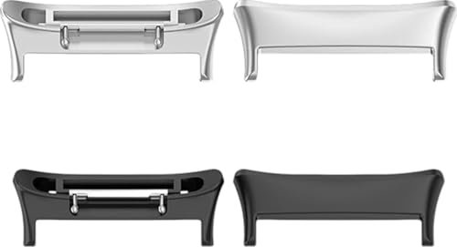 Panlouting 2 Paires | Remplacement Adaptateur de Bracelet de Montre Acier Inoxydable, compatible avec Honor Watch 4 (Noir et argent)