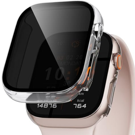 LINTEKER Funda protectora de pantalla de privacidad para Apple Watch de 1.73 pulgadas, antimiradas, ultrafina, para Apple Watch Series 6, SE, Series 5, Series 4, paquete de 2, transparente