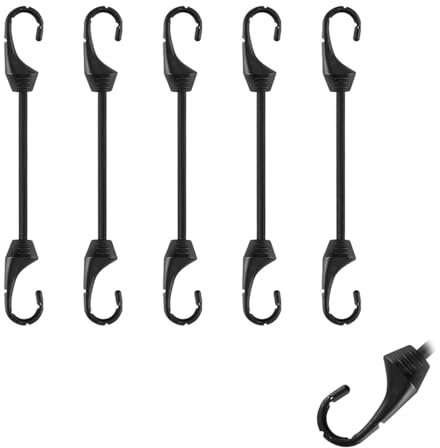 Set di 5 Corda Elastica, Corde Elastiche con Gancio, Corde Elastiche con Moschettone, robusto striscione in gomma con gancio,30CMCorda Elastica Resistente Gancio Elastico per il Fissaggio di Bagagli