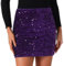 Allegra K Donna Gonna con Paillettes Glitterate per Minigonne Elasticizzate A Vita Alta per Feste da Sera Viola L