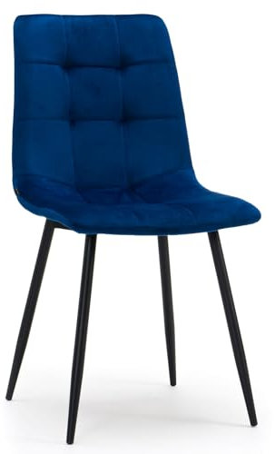 NEW HOME Stuhl Parma Gepolstert Gesteppt Samt – Samt – Karomuster – Moderner Stil – Ohne Armlehnen – Stühle für Wohnzimmer – Esszimmer – Schlafzimmer – Gepolsterte Möbel für Zuhause