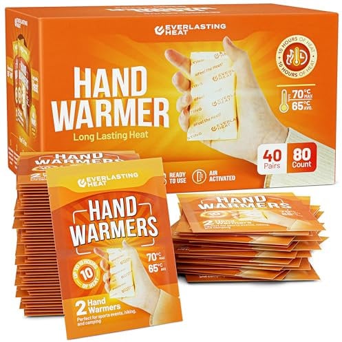 Everlasting Heat Handwärmer 40 Paar (80 Wärmer) - Bis zu 10 Stunden lang anhaltende Wärme und heiße Hände - Einfache Luftaktivierung für Hände, Körper und Füße - TSA-Zulassung