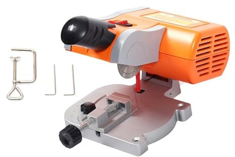 Electric Mitre 90W Mini Table Belt Saw w/ 0-45° Adjustable Mitre, Mini Cut Off Machine, Metal, Plastic & Wood Cutter