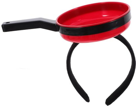 LABRIMP Funny Frying Pan Headband for Girls Novelty Party Costume Accessory Cute Hair Clasp for Dress up Events Red Pan Headband Style Stylish Hairbands for Boys and Girls