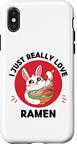 Hülle für iPhone X/XS Kawaii Bunny Ich liebe Ramen Lover einfach wirklich