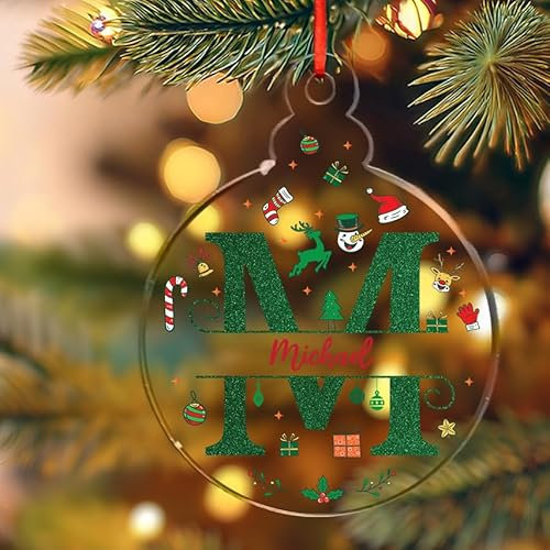 Personalised Acrylic Christmas Baubles Custom Name Xmas Ornament Christmas Tree Decorations Gift for Kids Keepsake Family Present