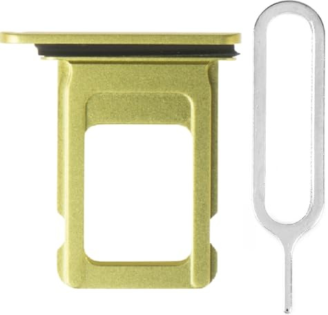 iReplaceParts SIM Tray Replacement Dual Sim Holder Slot Rubber Gasket With Sim Tray Ejector Tool For iPhone 11 (6.1) (Yellow)