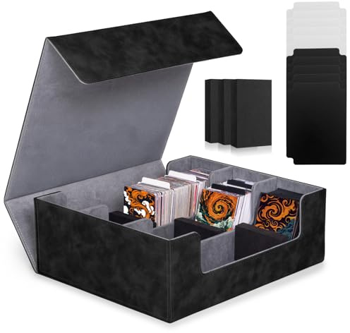 Canal Deck Box Old para MTG con 10 Divider, Magnetic Flip Box para 1800+ Cartas, Caja de Cartas para TCG, cartas deportivas y mágicas (Negro)