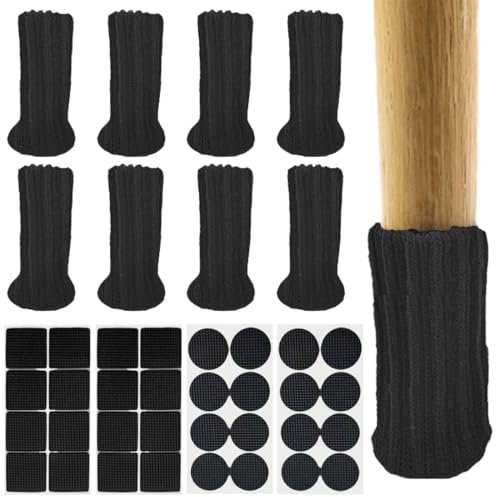 COYUN 8 pcs Chaussettes de Chaise Mobilier, et 4 pièces Patin Antiderapant Tampon Caoutchouc Meuble, Chaussette Chaise pour Pieds de Chaise, Patins Antidérapants pour Convient aux Pieds de Chaise