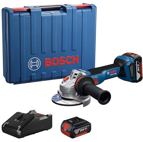 Bosch Professional 18V System Smerigliatrice angolare a batteria GWS 18V-8 diametro disco 125 mm, incl. 2x GBA 4.0Ah, caricabatteria GAL 18V-40, valigetta, Diametro del disco 125 mmv