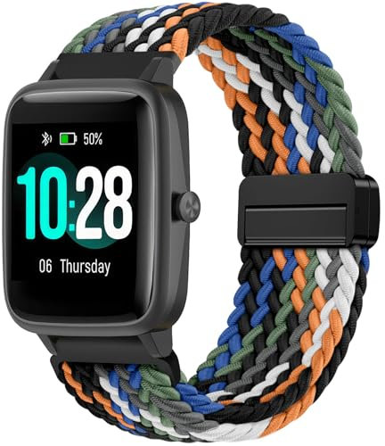 OUTPUTBT 19mm Geflecht Magnetisch Armbänder für GRV FC1 Nylon Ersatzarmband für HAMA 4900/5910 Veryfitpro ID205L Armband für Uwatch 3 Fitpolo H205L LETSACTIV ID205S Vowtop ID205U Damen Herren