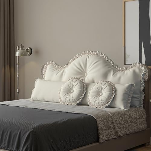 Kissen Bett Rückenkissen, Lesekissen für Bett und Sofa mit Nackenkissen und 2 runden Kissen, großes Keilkissen mit waschbarem Bezug, rückenkissen für Ideal zum Anlehnen im Bett