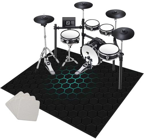 Drum Teppich Schlagzeug Teppich 120 x 70 cm rutschfeste Trommel Teppiche Schlagzeugteppich Schallschutzdecke Schlagzeugmatte Elektronisches Jazz Schlagzeug Kit für Bass Snare Drum Schlagzeug Matte