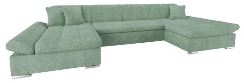 Mirjan24 Ecksofa Alia mit Regulierbare Armlehnen, 2 Bettkasten und Schlaffunktion, U-Form Eckcouch vom Hersteller, Sofa Couch Wohnlandschaft (Coral 55)