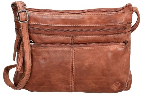 Hide & Stitches Paint Rock Schoudertas | Bag Mittelgroß, Paint Rock Kollektion, Verstellbarer Schultergurt, Reißverschluss & Vorderfach mit Schnalle, 100% Leder