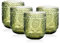 Set di 4 bicchieri da acqua vintage, in vetro, 380 ml, colorati, lavabili in lavastoviglie, design moderno con fiore imbossed per campeggio, feste, uso quotidiano, ufficio, cene di famiglia (verde)