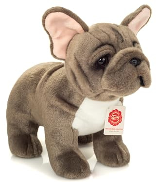 Teddy Hermann 91999 Franz. Bulldogge stehend grau 30 cm, Kuscheltier | Besonders flauschiger Premium-Plüsch, mit viel Liebe zum Detail, ab 18 Monaten, waschbar, Füllung mit recyceltem Polyester