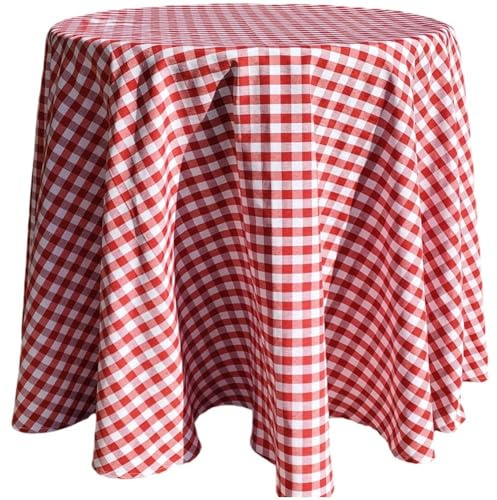 HiyyFloy 1 Stück Runde Rot Weiß Gingham Tischdecke Weihnachten Tischdecke Karierten Tischdecke Tischdecke Für Picknick Hom Urlaub Partei