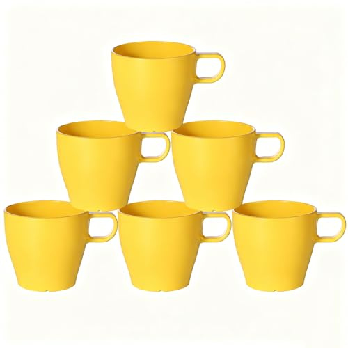 GESHUPOR 6-Pack 10oz Unbreakable Coffee Mugs, Microwave Safe Premium Drinkware (Up to 320℉), Lightweight Shatterproof Cups for Keurig, Kids, RV & Camping, BPA-Free (Yellow)