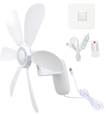Wall Mount Fan Quiet Small Wall Cooling 8H Timer Remote 4 Speed Home Bedroom Kitchen Office Garage Energy Efficient USB Desk
