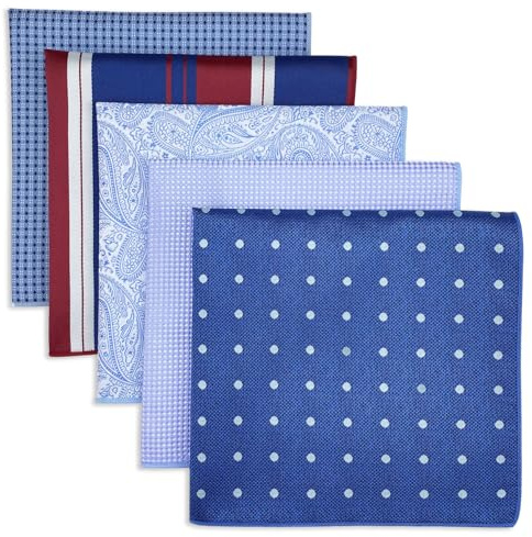S&W SHLAX&WING Set Di 5 Fazzoletti Da Taschino Per Uomini Da 32cm Fazzoletti Formali Per Abiti Matrimoni Smoking Colori E Motivi Assortiti