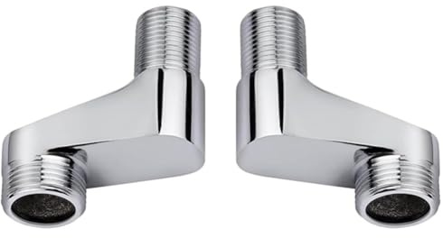 FUBESK Duscharmaturen Adapter S Anschluss verstellbar 75-225mm massiv Messing für Badrenovierungen Chrom 2 Stück