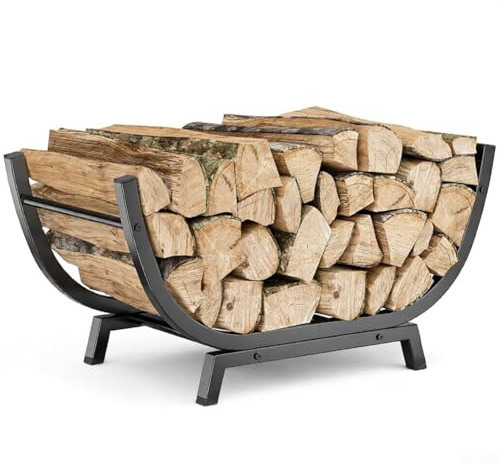 Kaminholzregal, einfaches robustes Holzlagerregal für den Innen- und Außenbereich, Stapelregal für Kamin, Anzündholz