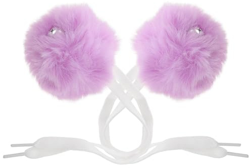 Veemoon Pompons Décoratifs en Fausse Fourrure Violet Lavande pour Patins à roulettes, Lot de 2 Pièces, Accessoires Colorés pour Lacets de Patinage, Décoration Chaussures Rollers,
