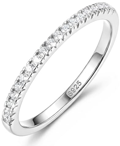 Diamday Ring Silber 925 Damen Hochzeitsringe für Frauen Ewigkeit Ring Bands Cubic Zirkonia Versprechen Verlobung Pinky Stapel Sterling Silber Ringe für Frauen Männer Schmuck Geschenke Gold Silber