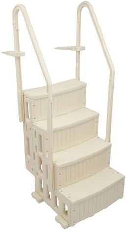 NaMaSyo Escalier de piscine en plastique avec 2 mains courantes - Échelle de piscine antidérapante avec 3/4/5 marches antidérapantes - Pour piscines hors-sol de 1,22 m à 1,37 m - Pour terrasse, maison