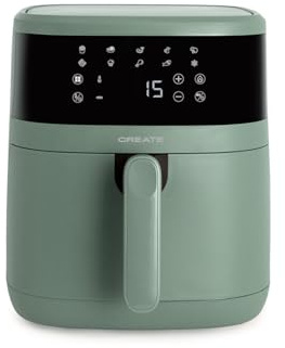 CREATE/AIR FRYER DUAL HEAT/Freidora de aire 6.5 L con doble resistencia verde sage/Calor arriba y abajo, 6-7 raciones, 10 programas, control táctil, control de tiempo y tempertura, 1550+400W