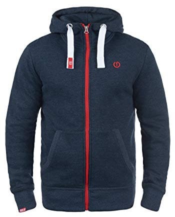 !Solid SDBenn High Neck Herren Zip-Hoodie Sweatjacke Kapuzenjacke Hoodie mit Kapuze Reißverschluss Kängurutasche Baumwollmischung Regular fit, Größe:L, Farbe:Insignia Blue Melange (8991)