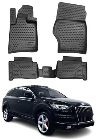 OMAC Gummimatten Fußmatten kompatibel mit Audi Q7 4LB 2006-2015 TPE Automatten Schwarz 4X