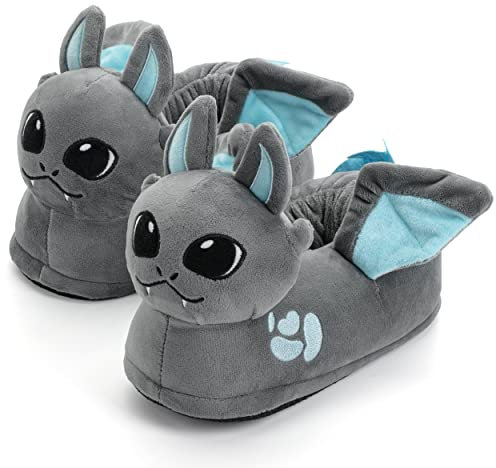 corimori Süße Plüsch Hausschuhe (10+ Designs) Drache „Spark“ Slipper Einheitsgröße 34-44 Unisex Pantoffeln Schwarz