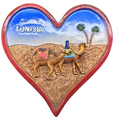3D Heart Tunisia Refrigerator Fridge Magnet Tourist Souvenirs Handmade Resin Craft Magnetic Stickers Home Kitchen Decoration Travel Gift