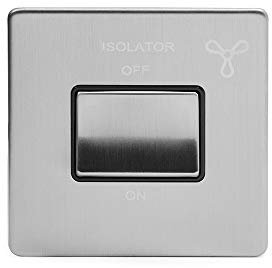 Soho Lighting Brushed Chrome Fan Isolator Switch Black Ins Screwless