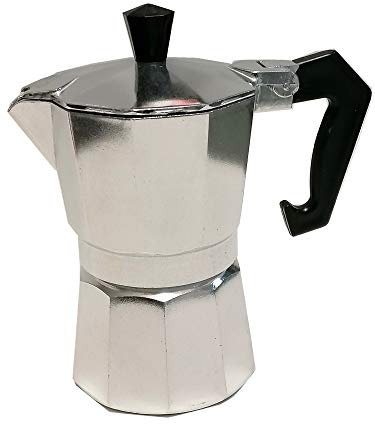 Oceano Caffettiera in Alluminio 2 Tazze, Moka Caffe Espresso con Il Manico e Il Pomelo Nero a Antiscottatura (2 Tazze)