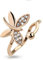 Paula & Fritz® Ring Damen Verstellbar Schmetterling Rose-Gold Zirkonia Klar 316L Chirurgenstahl Zehenring Mittelring Offen Einstellbarer-Ring