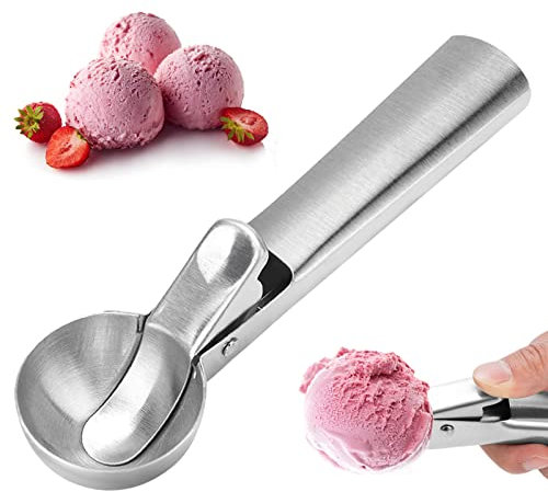 Cuchara para Helado de Acero Inoxidable Cucharadas de Helado con Gatillo Cuchara de Fruta para Helado Bola de Melón Yogur