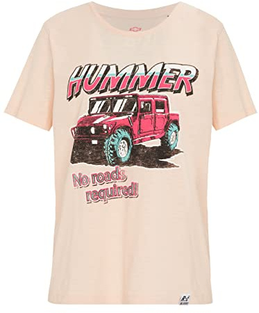 Recovered Vintage No Roads Required Hummer Pale Pink Womens Fitted T-Shirt by M