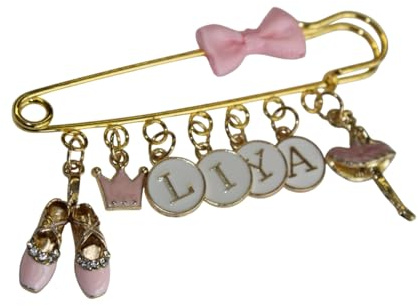Baby Stecknadel mit Namen Anstecknadel Brosche personalisierte Baby Geschenk Mädchen Junge Glücksbringer Kinderwagen PIN