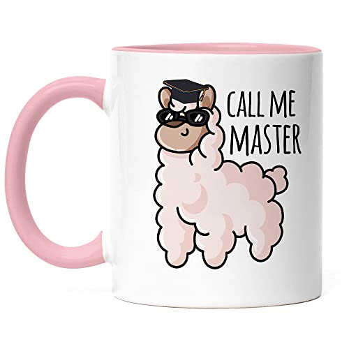 Hey!Print Call me Master Tasse Rosa Masterabschluss Geschenk Lustig Alpaka Studium Absolvent Uni