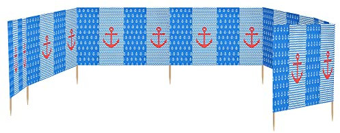 Ladeheid Windschutz Strand Sichtschutz mit Holzstab praktisches Strand Zubehör LAEX001 (Anker, 10 m)