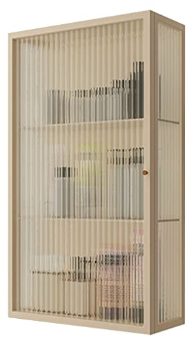 Hängeschrank Wohnzimmer Schlafzimmer Eintüriger Glasschrank Küche Badezimmer Schrank (Farbe: Beige, Größe: 60 * 50 * 15cm)