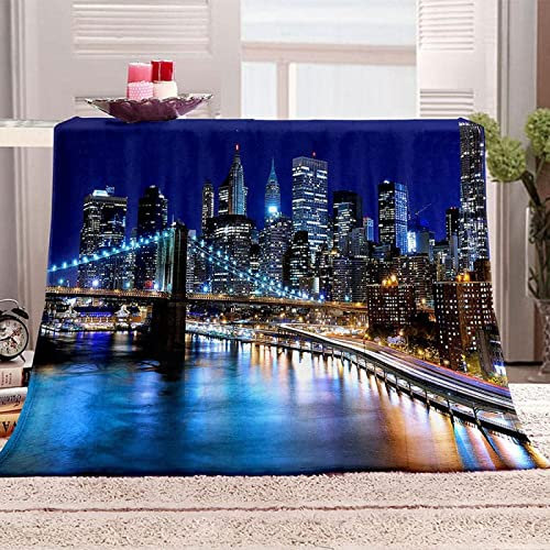 Kuscheldecke Flauschige 150X200, 3D Usa-Stadt Decke, Mikrofaser Sanft Flanell Weich Decke Fleecedecke Sofaüberwurf Tagesdecke kinderdecke für Bett/Sofa